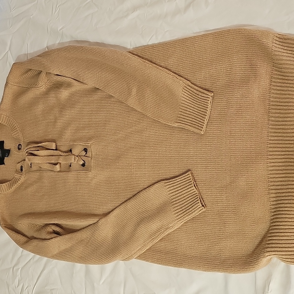 Forever 21 Y2K Tan Knit Sweater Dress Size Small.